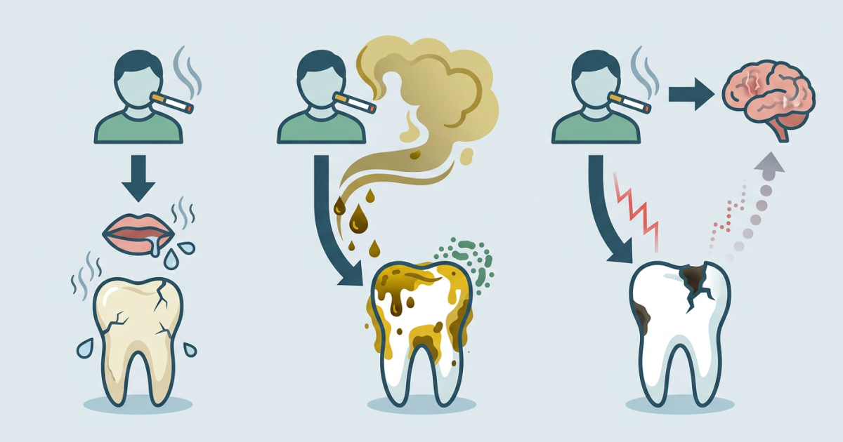 ■喫煙がむし歯リスクを高める3つのメカニズム
